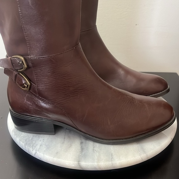 NWOB Lauren Ralph Lauren 'Macelyn' riding boot brwn leather buckle detail Sz 8B - Picture 4 of 15